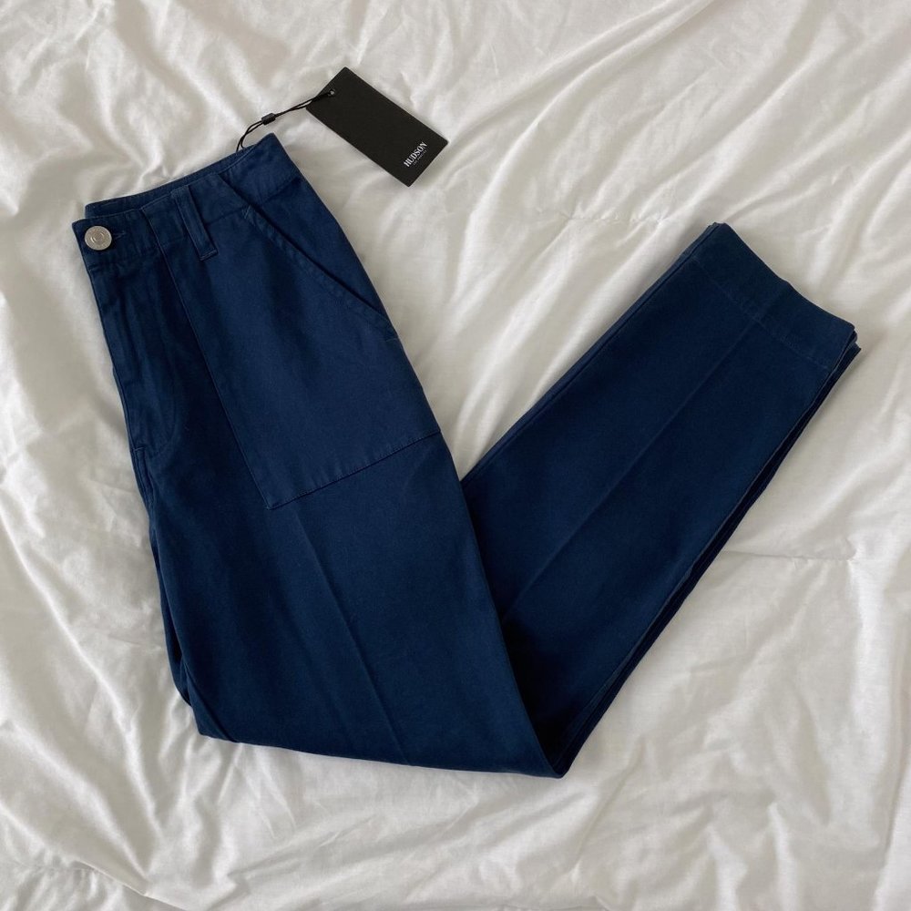 NWT Hudson Jeans Women's Straight Leg Utility Jeans Size 25 in Navy MSRP $195